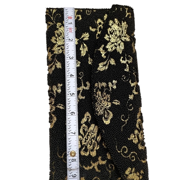 Vintage Elsie Tu Elaborate Hand Beaded Purse Clutch Hong Kong Black Gold - Picture 4 of 11